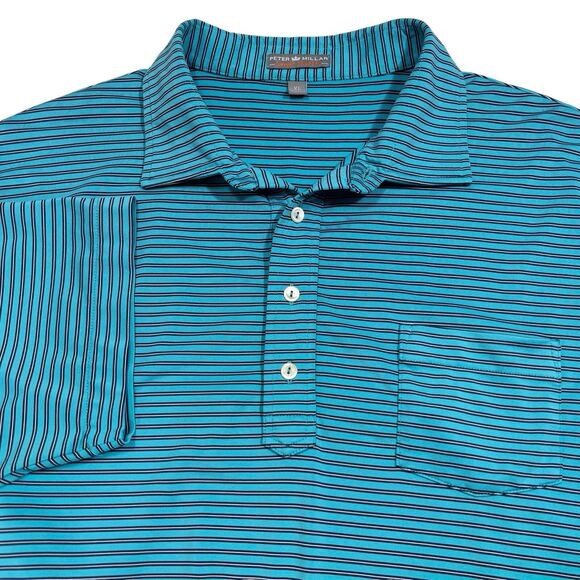 Peter Millar Summer Comfort Golf Polo Shirt Mens Size XL Blue Striped - Picture 1 of 10